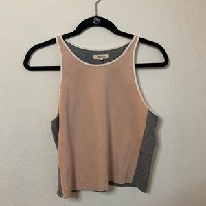 Madewell Color Block - Pink and Gray - Stretch Crop Tank Top, Women’s Size Large